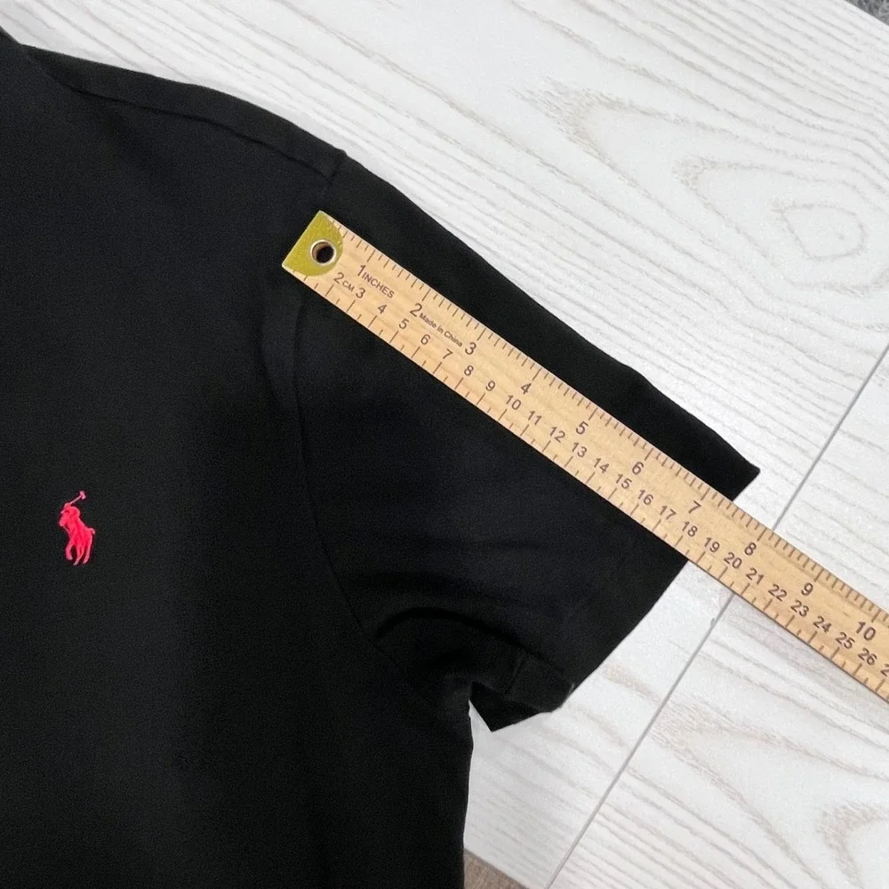Polo Ralph Lauren Black T-Shirt Men Large Short Sleeve Red Pony Logo Crew Neck